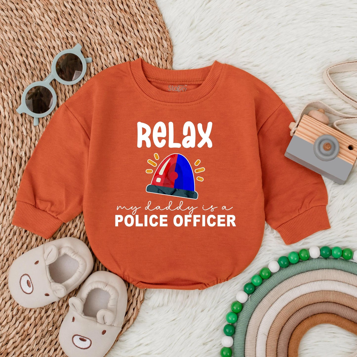 Proud Police Officer Daddy Baby Romper First Father's Day Hero Outfit Baby Boy Bodysuit Gift