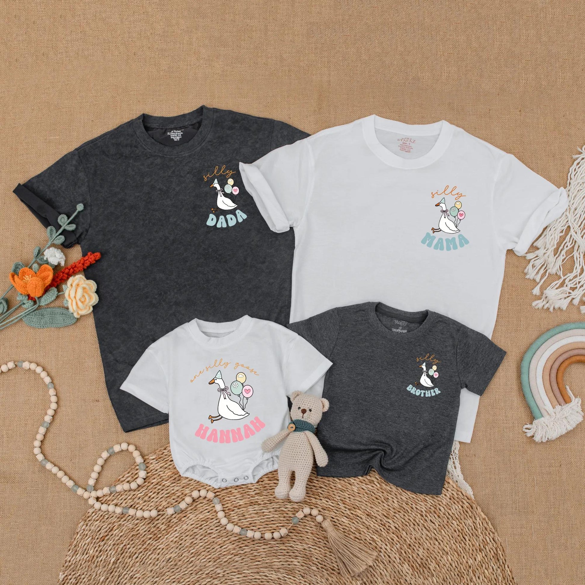 Goose First Birthday Matching Family Shirt Mama Dada Goose Birthday Outfit Cake Smash One Year Old Gift