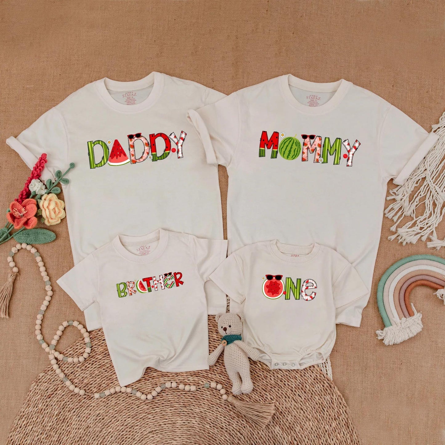 Watermelon Birthday Family Shirts Matching Summer Outfits Toddler First Birthday Sweet One In A Melon Mommy Dad Brother Sister Party