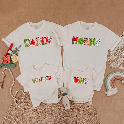 Watermelon Birthday Family Shirts Matching Summer Outfits Toddler First Birthday Sweet One In A Melon Mommy Dad Brother Sister Party