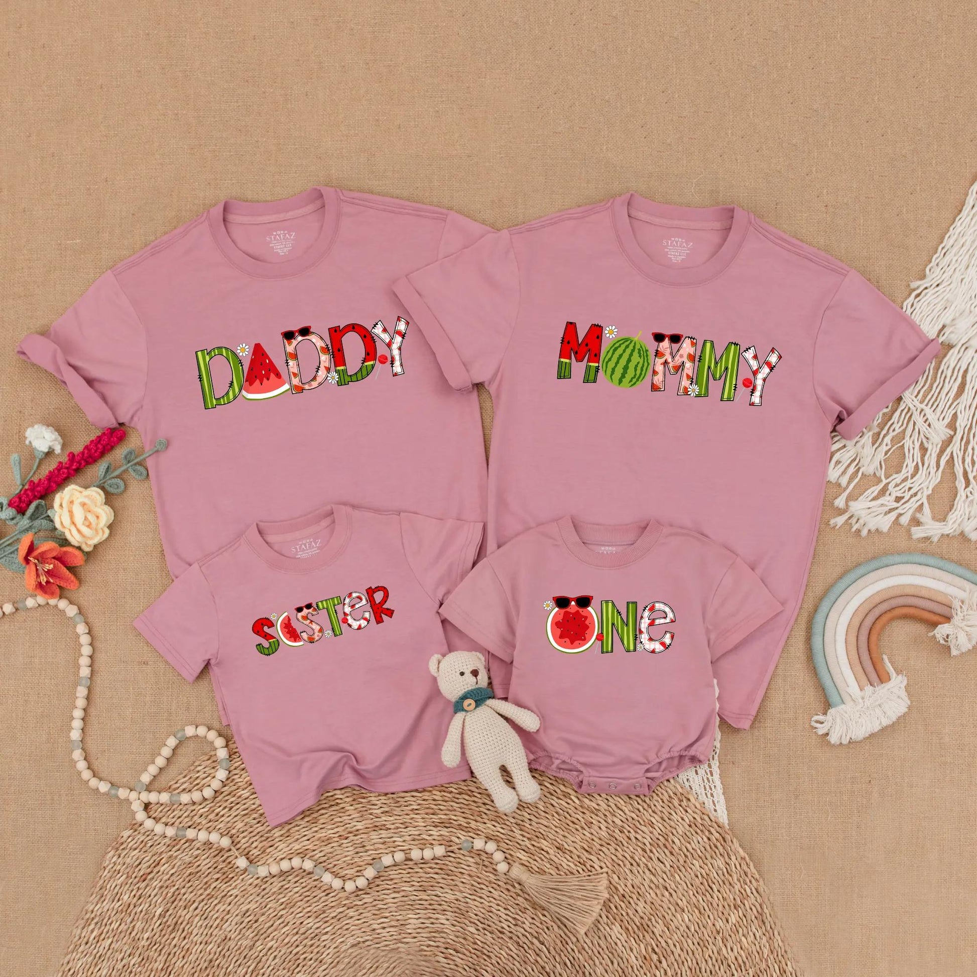 Watermelon Birthday Family Shirts Matching Summer Outfits Toddler First Birthday Sweet One In A Melon Mommy Dad Brother Sister Party