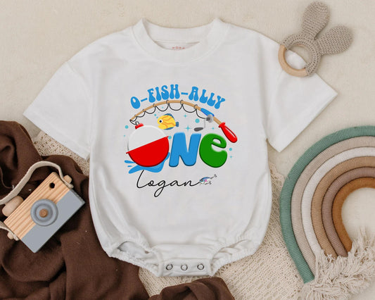 O-Fish-Ally One Fishing Birthday Romper Baby Boy Outfit First Birthday Summer Clothes Personalized
