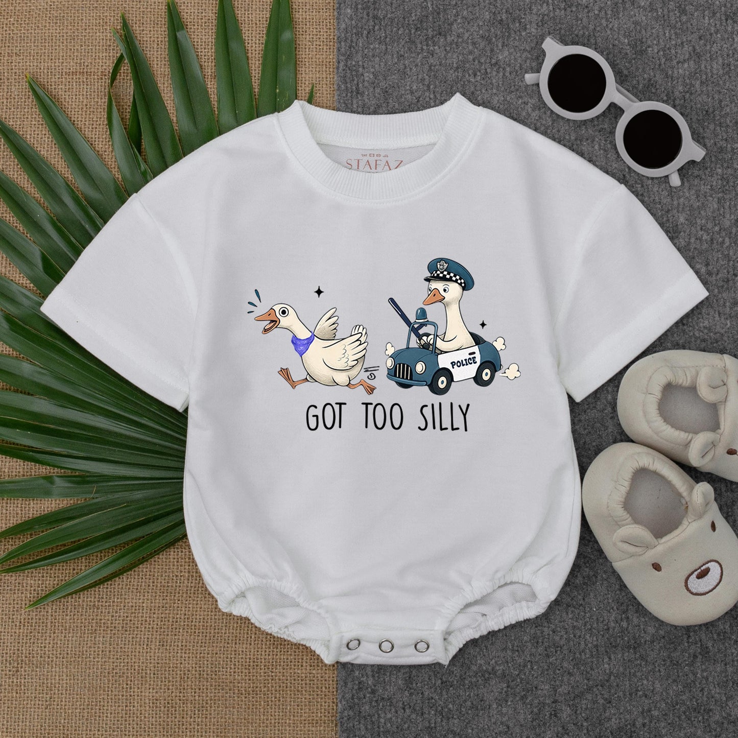 Got Too Silly Goose Baby Romper - Funny Toddler Outfit for Summer - Playful Goofy Baby Clothes - Cute & Comfortable!