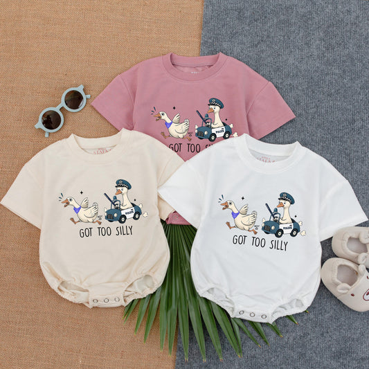 Got Too Silly Goose Baby Romper - Funny Toddler Outfit for Summer - Playful Goofy Baby Clothes - Cute & Comfortable!