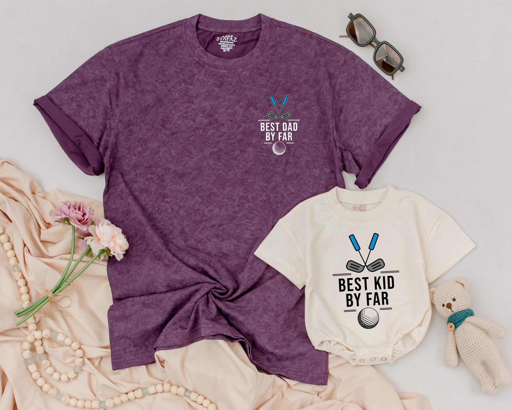 Best Dad By Far Matching Golf Outfits: Baby Romper & Dad Shirt Set, Future Golfing Buddy Family Look - Playful Father's Day Gift, Cute Golf Baby Clothes