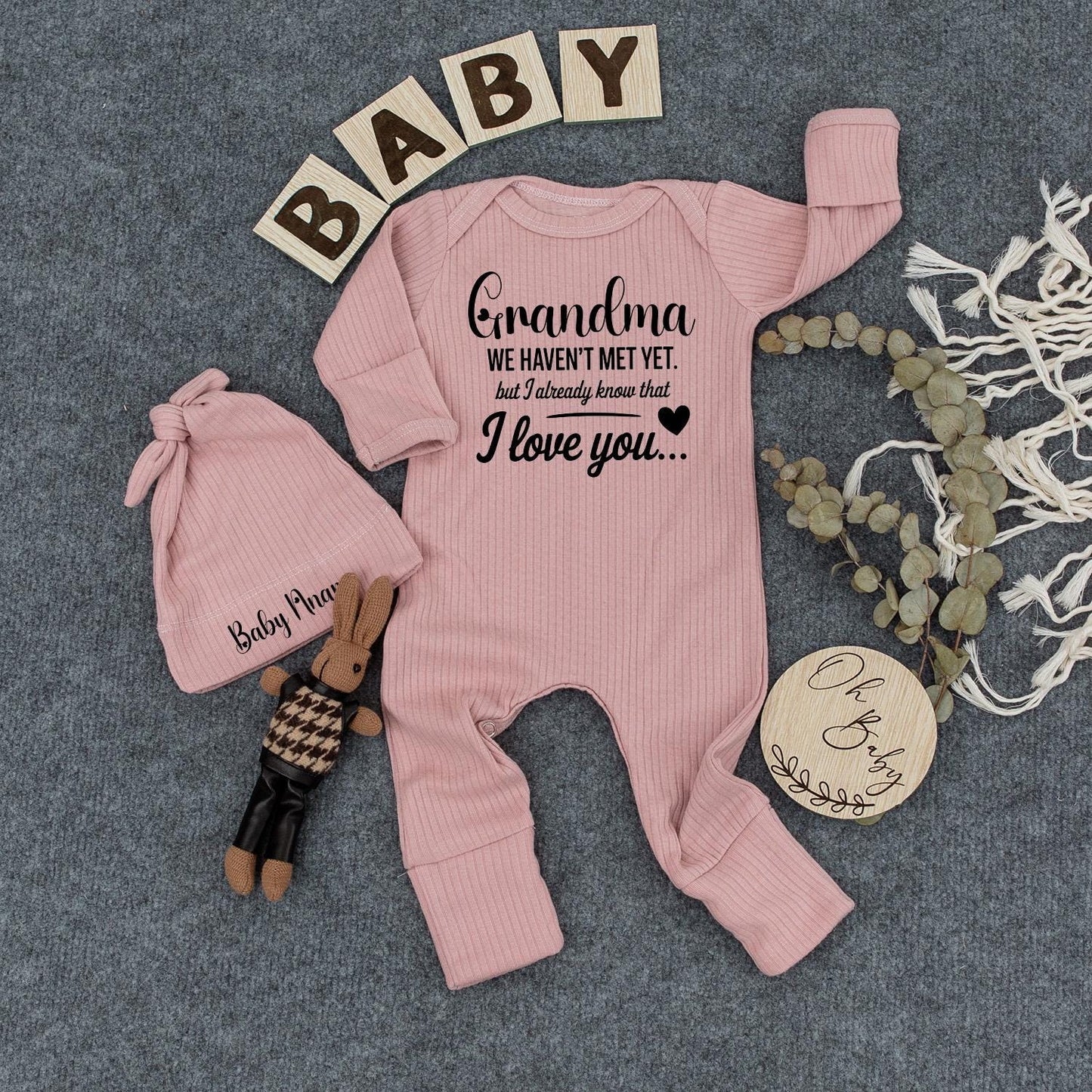 Custom Grandpa Baby Gift Box: 'I Love You...' Newborn Announcement, Bodysuit & Hat, Baby Shower Gift, Going Home Outfit