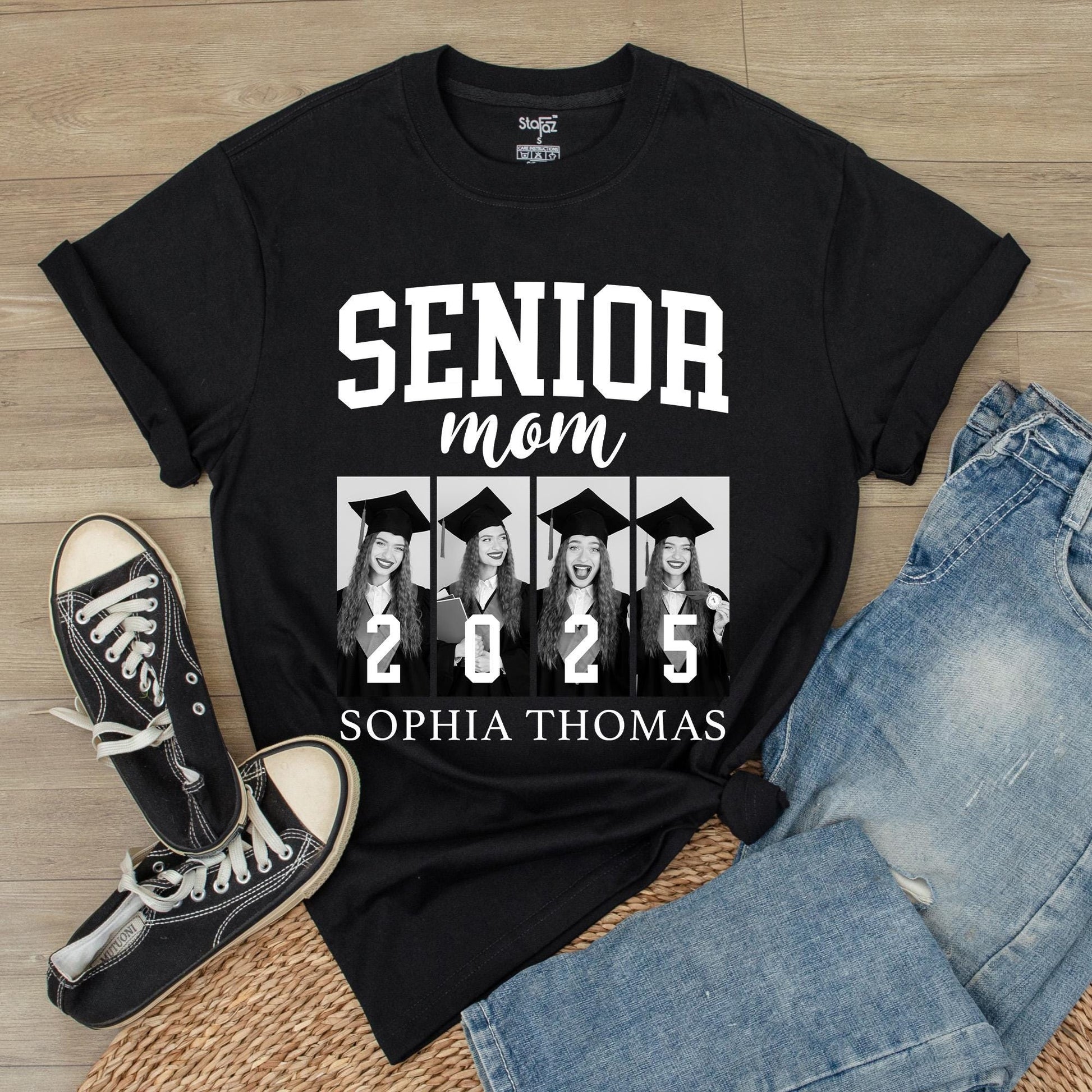 Custom Face Photo Senior 2025 Mom and Dad Matching Family Graduation Shirts for Proud Parents Class of 2025 Memorable Keepsake