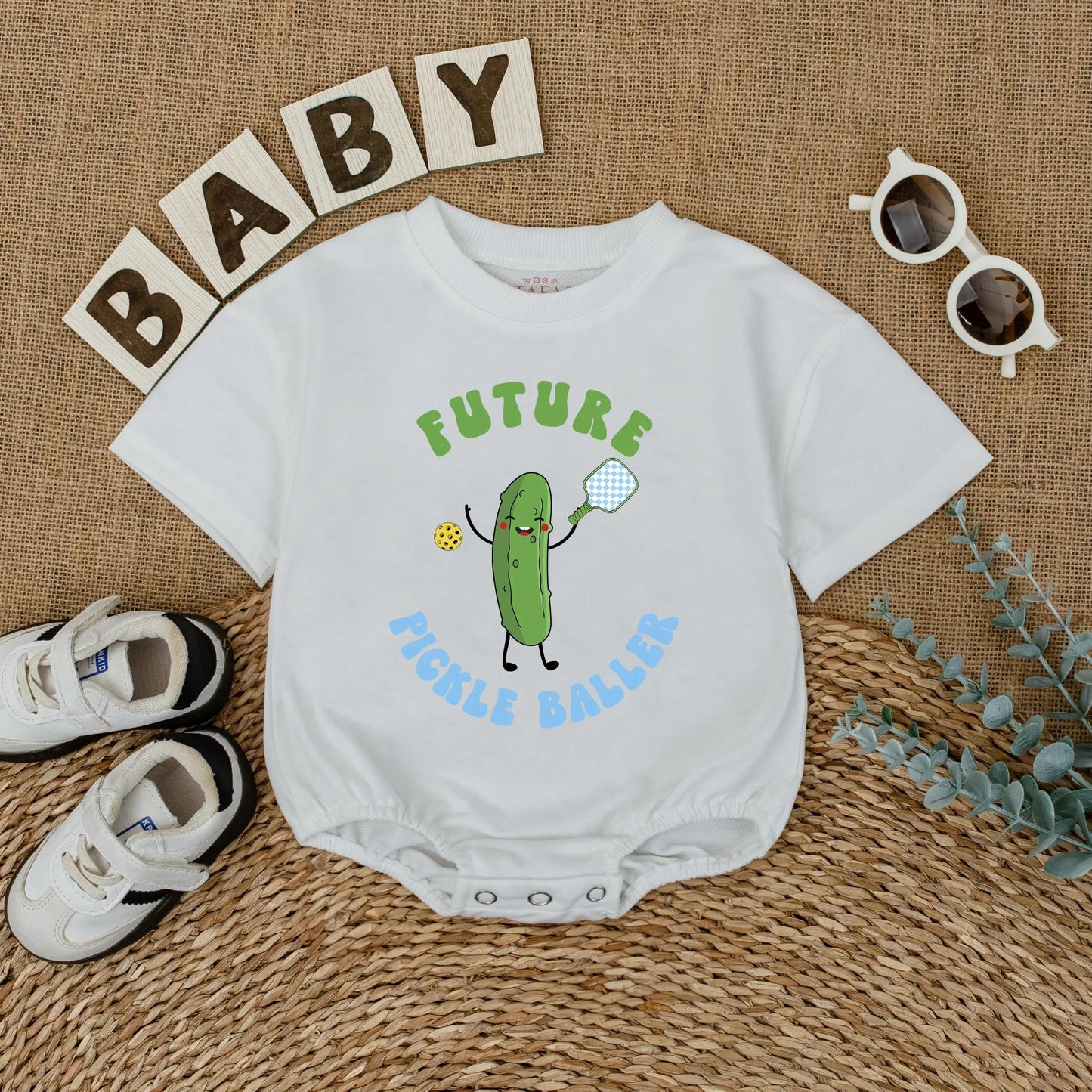 Future Pickleballer Baby Romper Fun Infant Bodysuit Pickle Lover Gift for Game Day