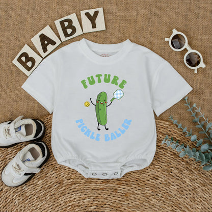 Future Pickleballer Baby Romper Fun Infant Bodysuit Pickle Lover Gift for Game Day