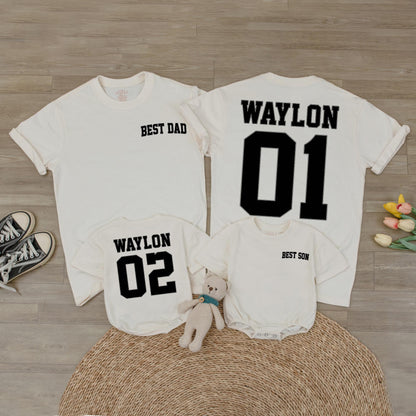Personalized Dad Last Name Shirt, Father's Day Gift, Custom Name & Number Family T-shirt, Dad Son Matching Outfits