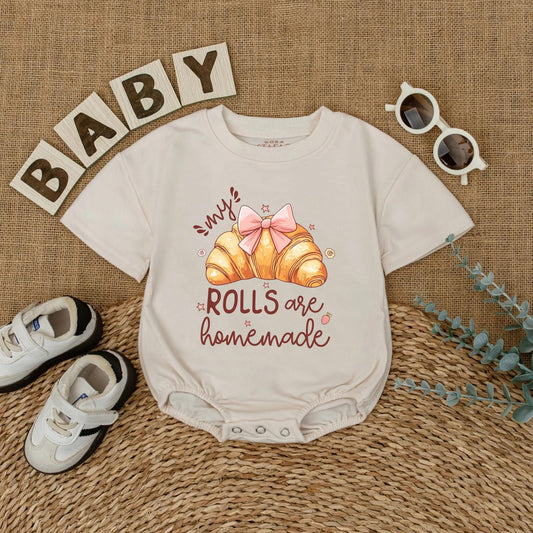 My Rolls Are Homemade Baby Romper Funny Cake Bodysuit Cute Food Outfit for Baby Girl Shower Gift