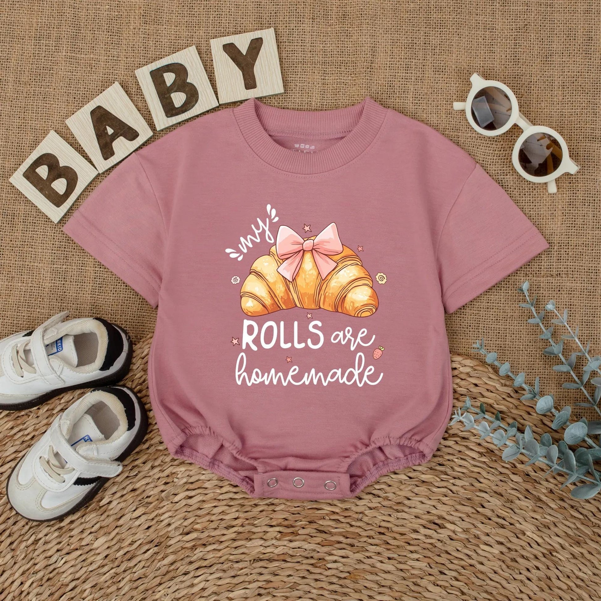 My Rolls Are Homemade Baby Romper Funny Cake Bodysuit Cute Food Outfit for Baby Girl Shower Gift