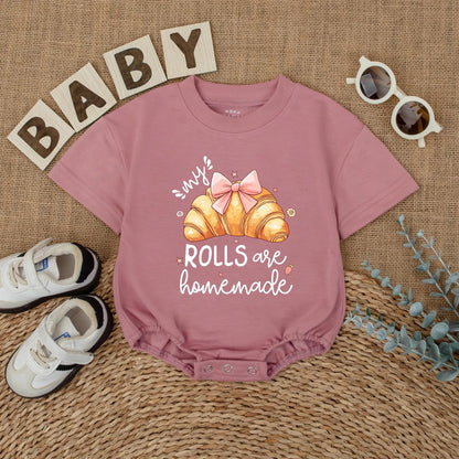 My Rolls Are Homemade Baby Romper Funny Cake Bodysuit Cute Food Outfit for Baby Girl Shower Gift