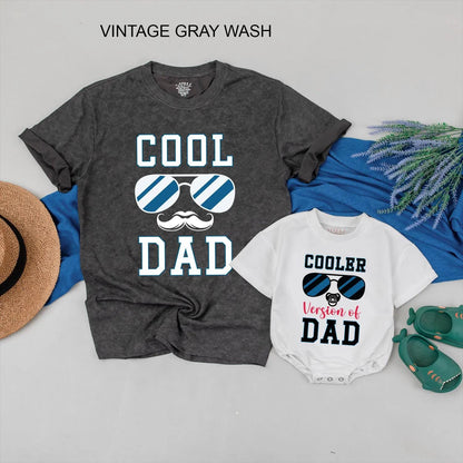 Cool Dad Cooler Version Matching Outfits Daddy Baby Romper Personalized Father's Day Shirt Funny Gift