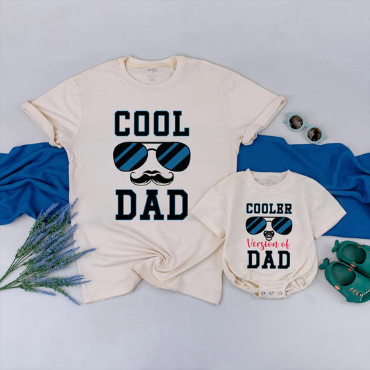 Cool Dad Cooler Version Matching Outfits Daddy Baby Romper Personalized Father's Day Shirt Funny Gift