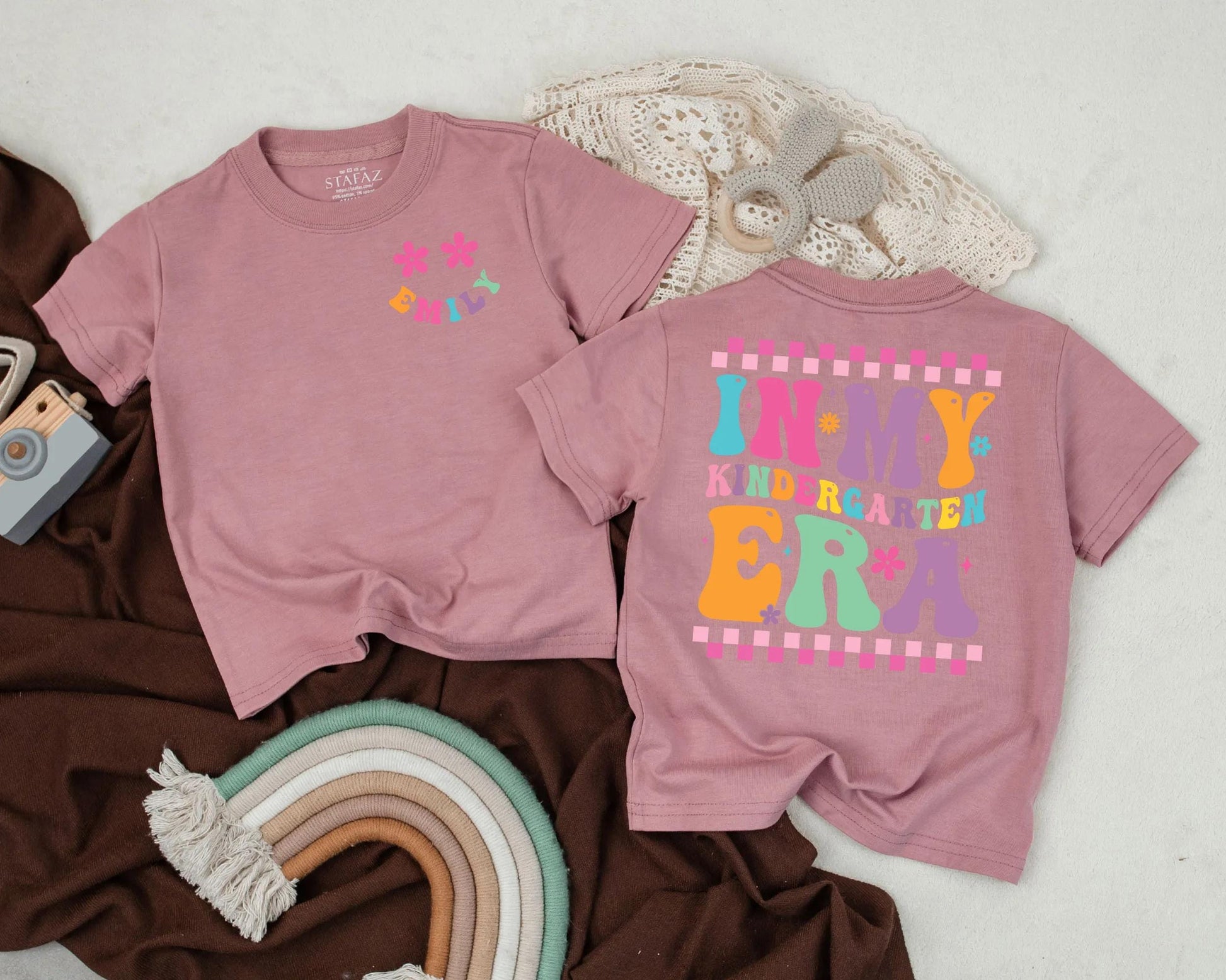 Custom Name Kindergarten Era Shirt - Back to School Toddler Tee for Girls, First Day Outfit, Personalized Preschool Gift