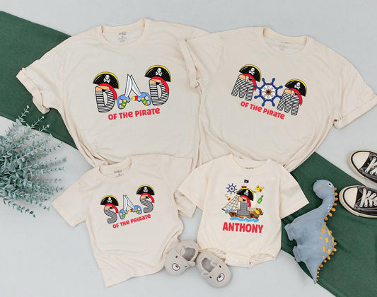 Matching Family Pirate Birthday Shirts: First Birthday Boy Romper, Father & Son Pirate Outfit, Baby Boy Clothes, Custom Pirate Party