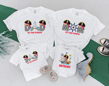 Matching Family Pirate Birthday Shirts: First Birthday Boy Romper, Father & Son Pirate Outfit, Baby Boy Clothes, Custom Pirate Party