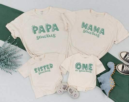 Dinosaur Family Matching 1st Birthday Shirts One-A-Saurus Mommy Me Dino First Birthday Outfit