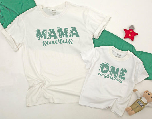 Dinosaur Family Matching 1st Birthday Shirts One-A-Saurus Mommy Me Dino First Birthday Outfit