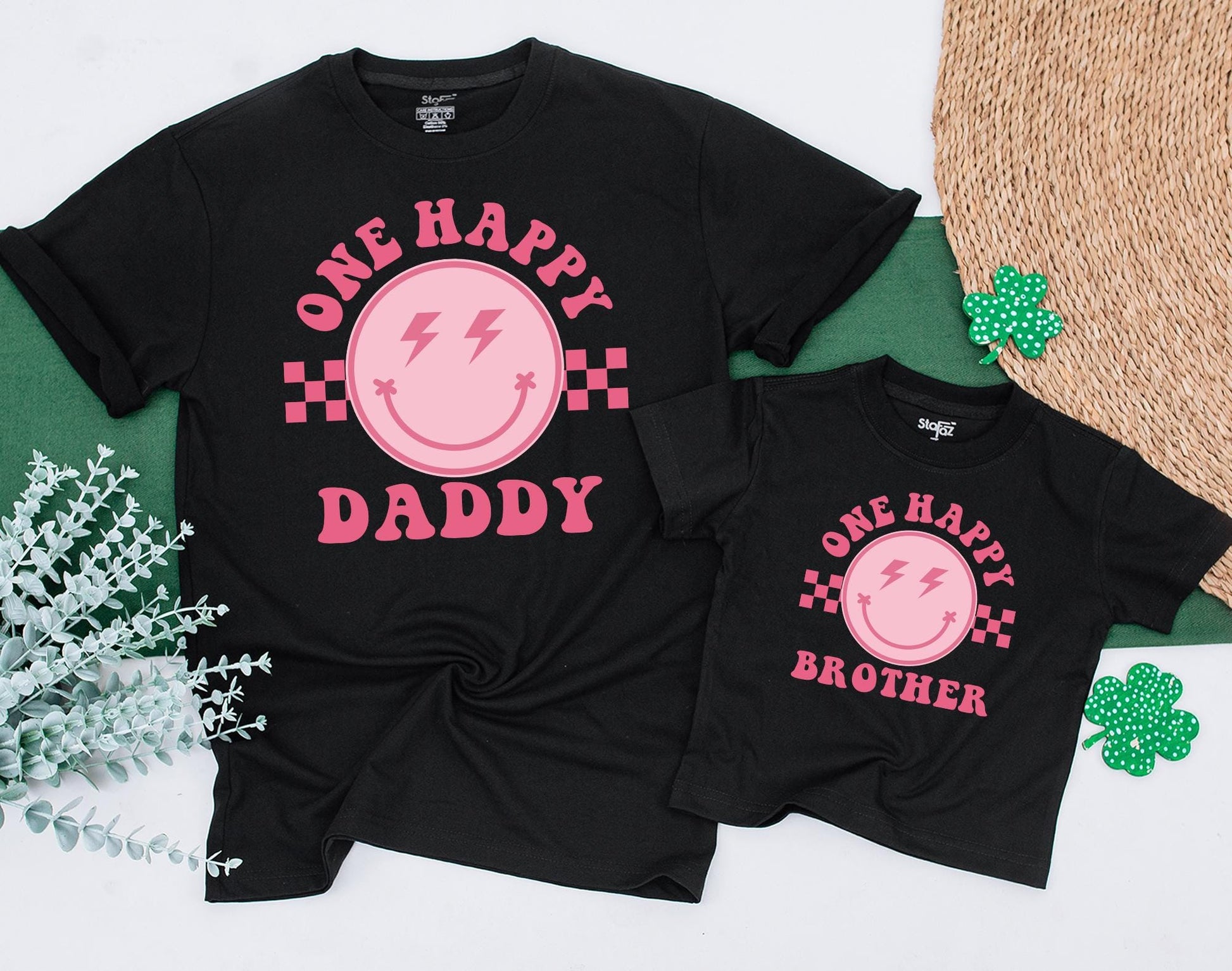 One Happy Dude Matching Family Shirts First Birthday Girl Retro Smiley Face Groovy Party Celebration Soft Cotton Comfortable Toddler Baby Gifts