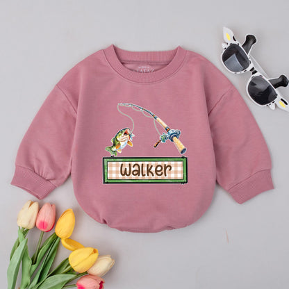 Personalized Baby Fishing Romper Custom Name Little Fisherman Outfit Toddler Boy Shirt Comfortable Outdoor Summer Birthday Gift