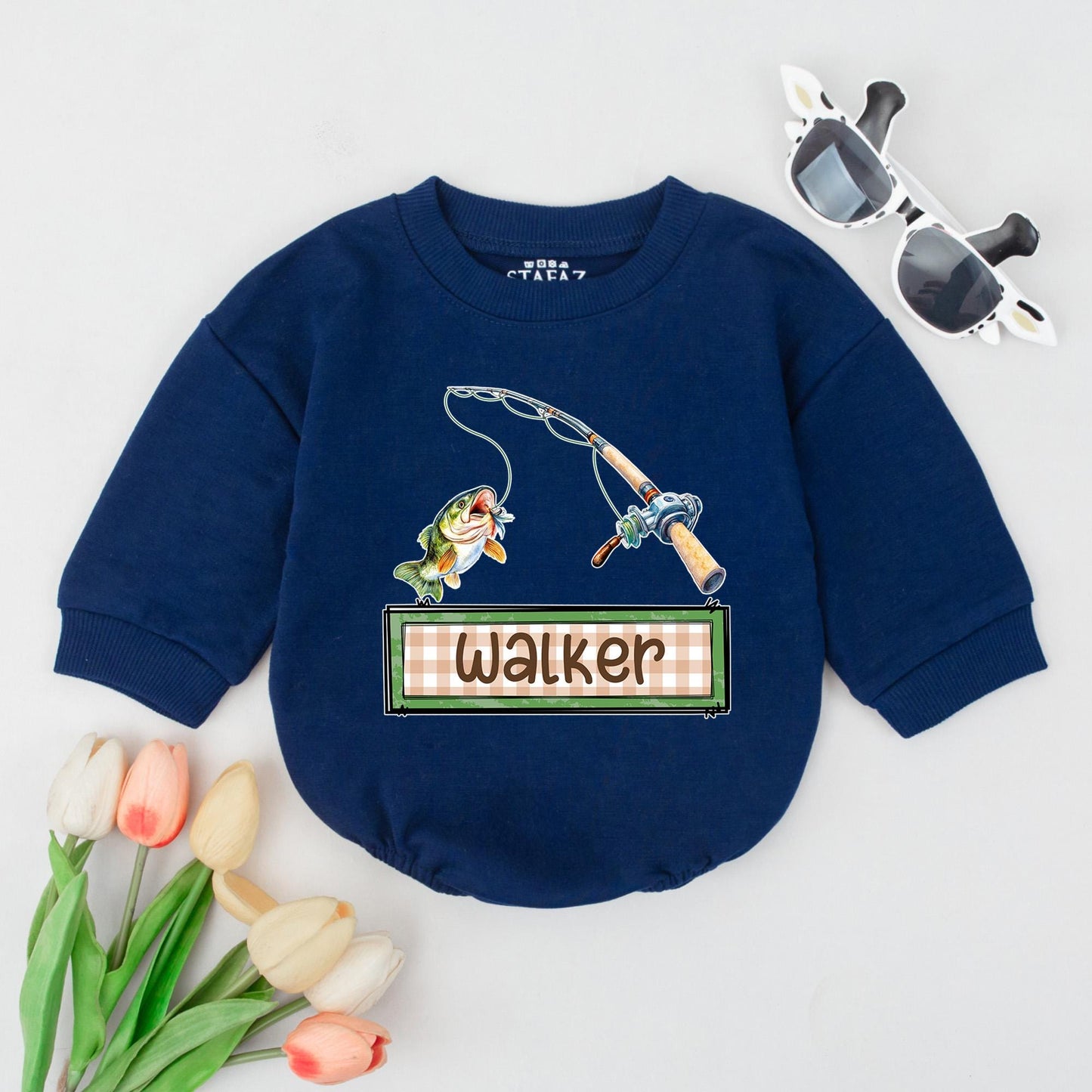 Personalized Baby Fishing Romper Custom Name Little Fisherman Outfit Toddler Boy Shirt Comfortable Outdoor Summer Birthday Gift