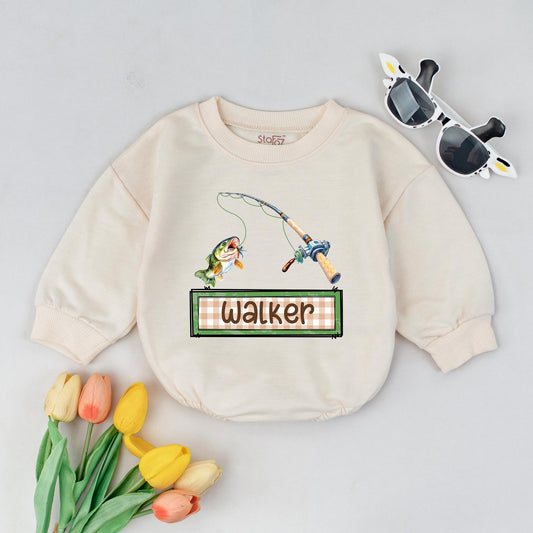 Personalized Baby Fishing Romper Custom Name Little Fisherman Outfit Toddler Boy Shirt Comfortable Outdoor Summer Birthday Gift