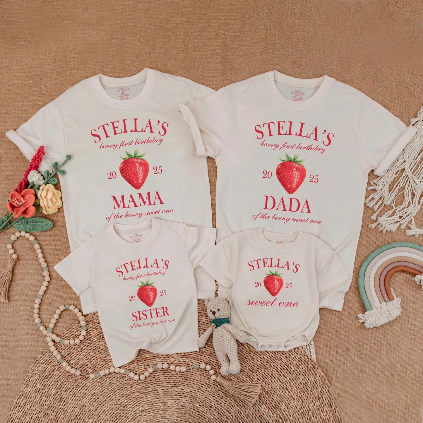 Berry First Birthday Sweet One Strawberry Matching Family Shirt Baby Girl Romper Mommy Daddy Sister Outfit Party Milestone Celebration