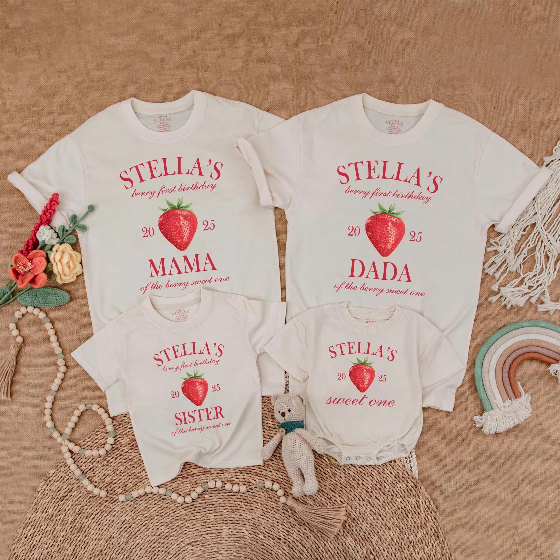 Berry First Birthday Sweet One Strawberry Matching Family Shirt Baby Girl Romper Mommy Daddy Sister Outfit Party Milestone Celebration