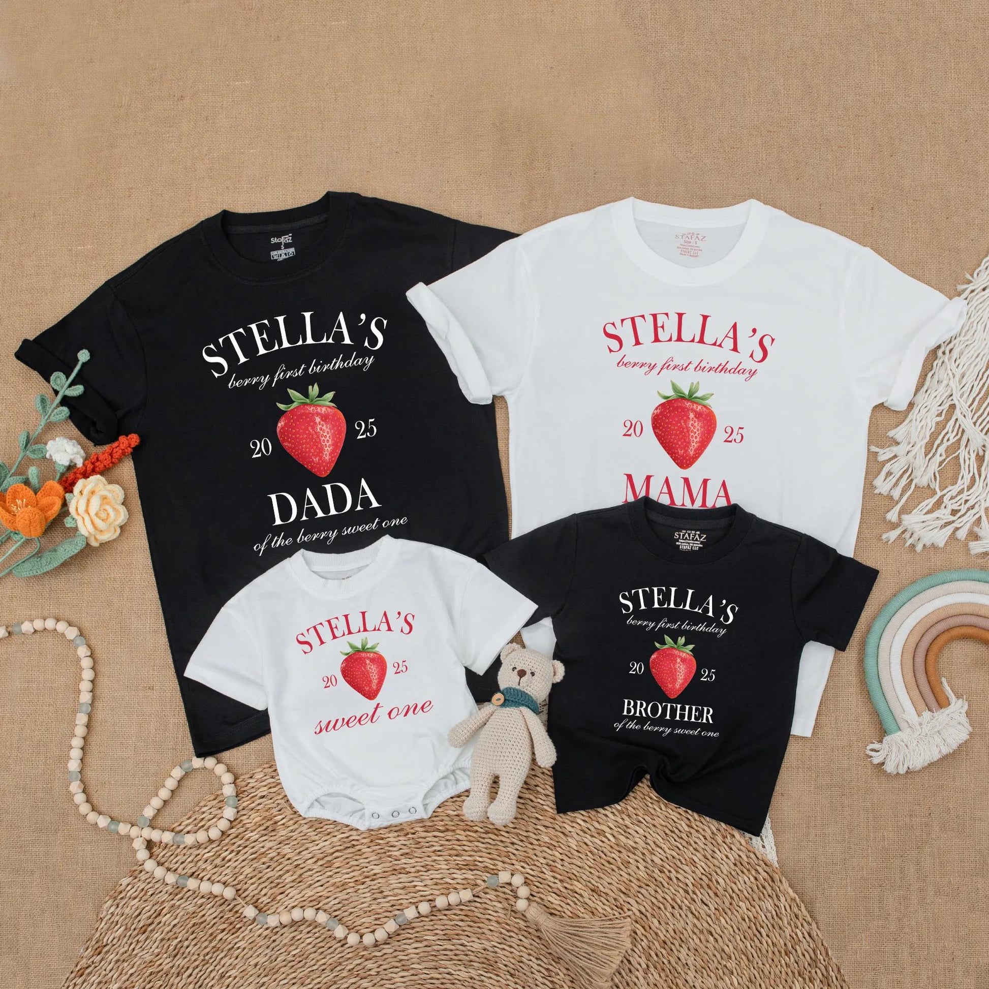 Berry First Birthday Sweet One Strawberry Matching Family Shirt Baby Girl Romper Mommy Daddy Sister Outfit Party Milestone Celebration