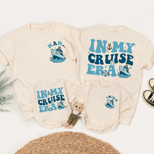 In My Cruise Era Family Shirts Matching Summer Vacation Outfits Custom Cruise Trip Tees for Baby Kids and Parents