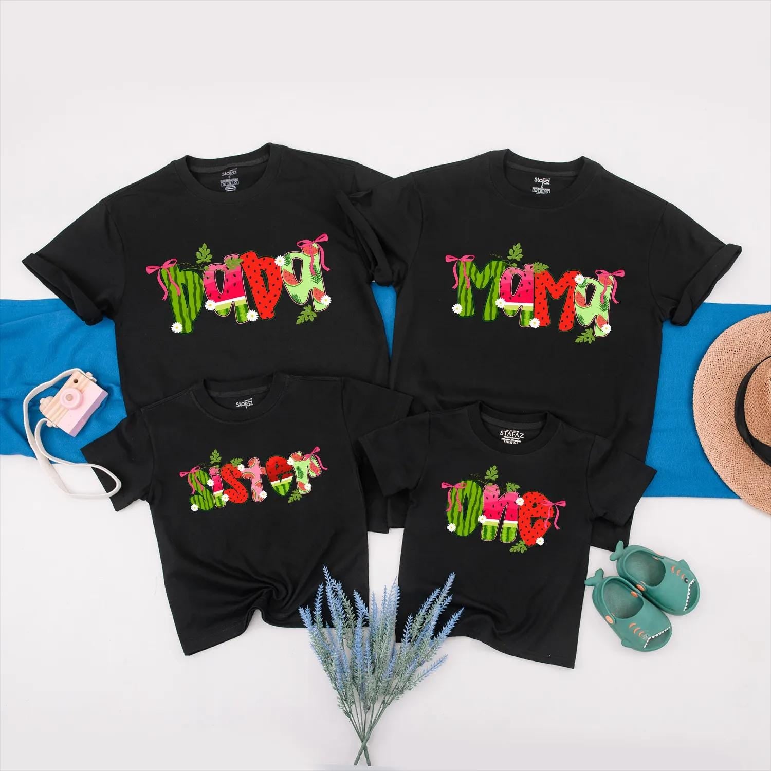 Watermelon Summer Family Matching Shirts Cute Fruit Outfit for Mom Dad Sister Baby Custom Vacation Tees