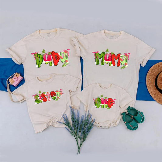Watermelon Summer Family Matching Shirts Cute Fruit Outfit for Mom Dad Sister Baby Custom Vacation Tees