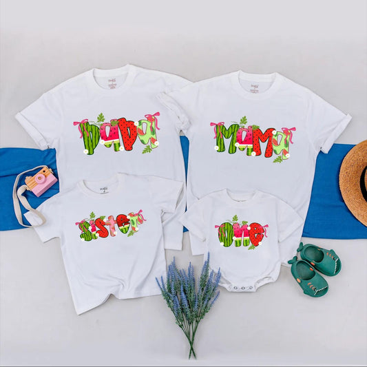Watermelon Summer Family Matching Shirts Cute Fruit Outfit for Mom Dad Sister Baby Custom Vacation Tees