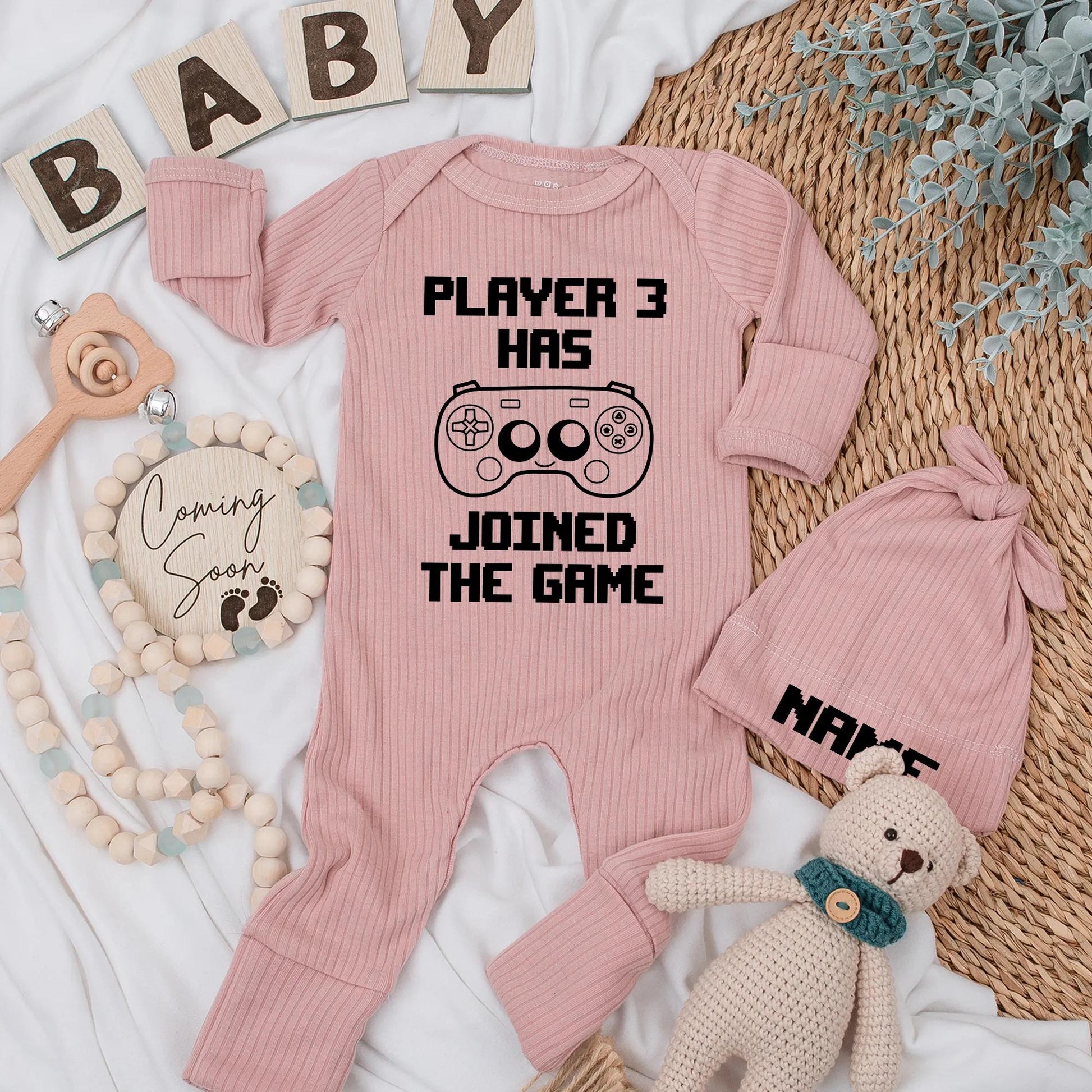 Player 3 Joined the Game Newborn Bodysuit - Funny Gamer Baby Outfit, Nerdy Coming Soon Clothes, Unique Baby Shower Gift, Soft Cotton 130 chars
