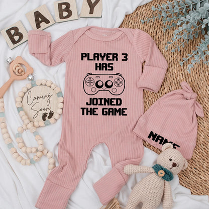 Player 3 Joined the Game Newborn Bodysuit - Funny Gamer Baby Outfit, Nerdy Coming Soon Clothes, Unique Baby Shower Gift, Soft Cotton 130 chars