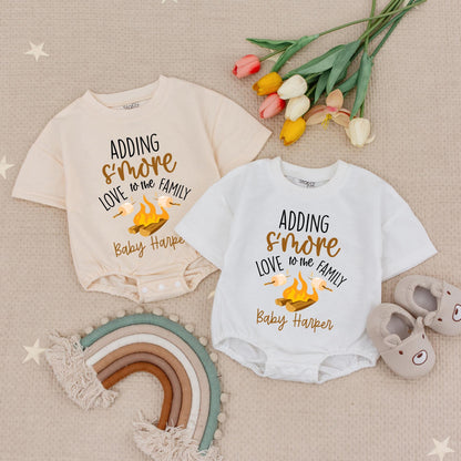 Baby Harper Adding S'more Love Family Campfire Romper Pregnancy Announcement Bodysuit Newborn