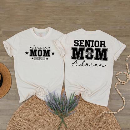 Custom Senior Mom 2025 T-Shirt Class Of 2025 Shirt Graduation Gift for Mom Senior Mom 2026 Mama Tee Comfortable Cotton Game Day Apparel