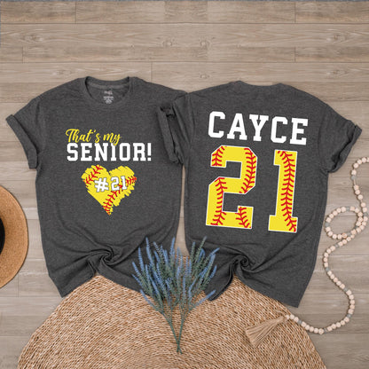 That's My Softball Senior 2025 T-Shirt for Girls, Custom Softball Mom Tee, Senior Night Game Day Shirt