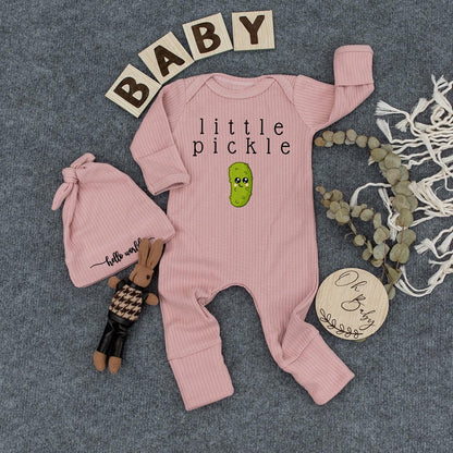 Little Pickle Baby Bodysuit & Hat Set - Cute Vegan Girl/Boy Bubble Romper Newborn Outfit Gift Box - Coming Home