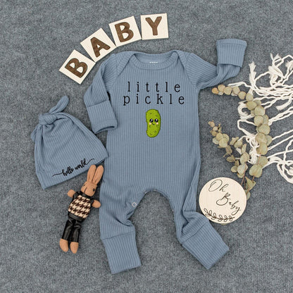 Little Pickle Baby Bodysuit & Hat Set - Cute Vegan Girl/Boy Bubble Romper Newborn Outfit Gift Box - Coming Home