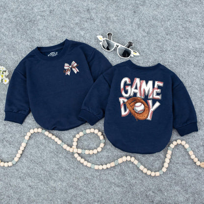 Personalized Baseball Baby Gift Set: Custom Name Bow Outfit | Game Day Newborn Shower Keepsake with Glove & Stitched Ball Design, Sports Baby Girl Top
