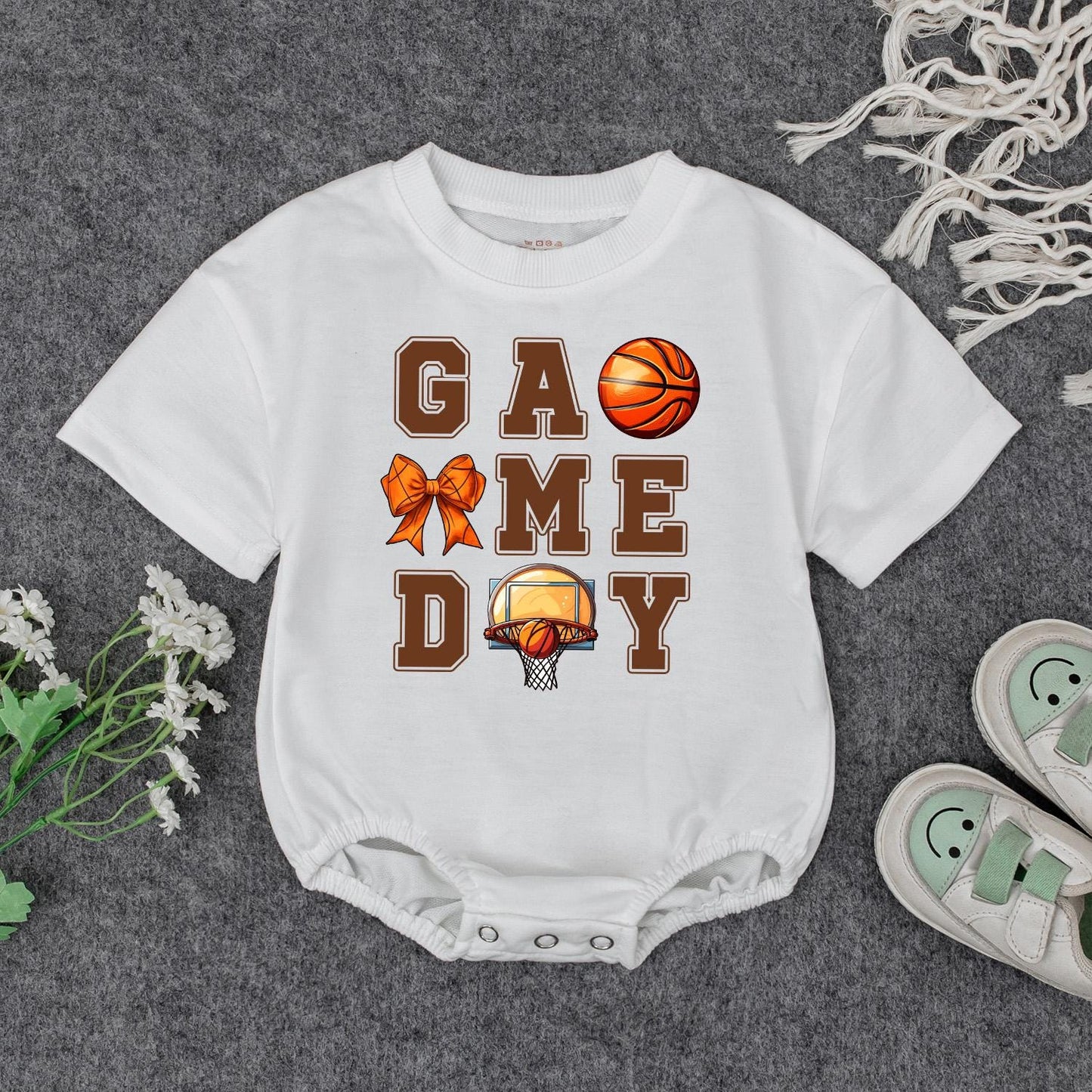 Basketball Game Day Baby Outfit Cute Sports Sweatshirt Romper Set for Baby Girls