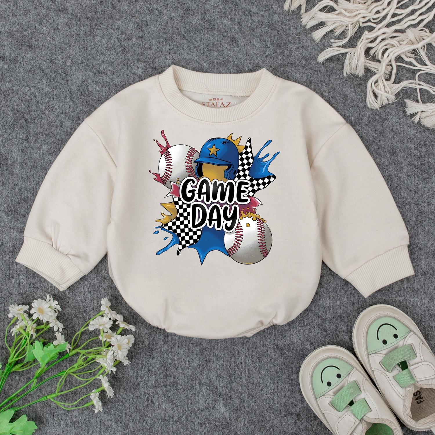 Baseball Game Day Baby Romper Infant Boy Outfit with Baseball Graphics Toddler Sports Tee Cute Baseball Baby Clothes