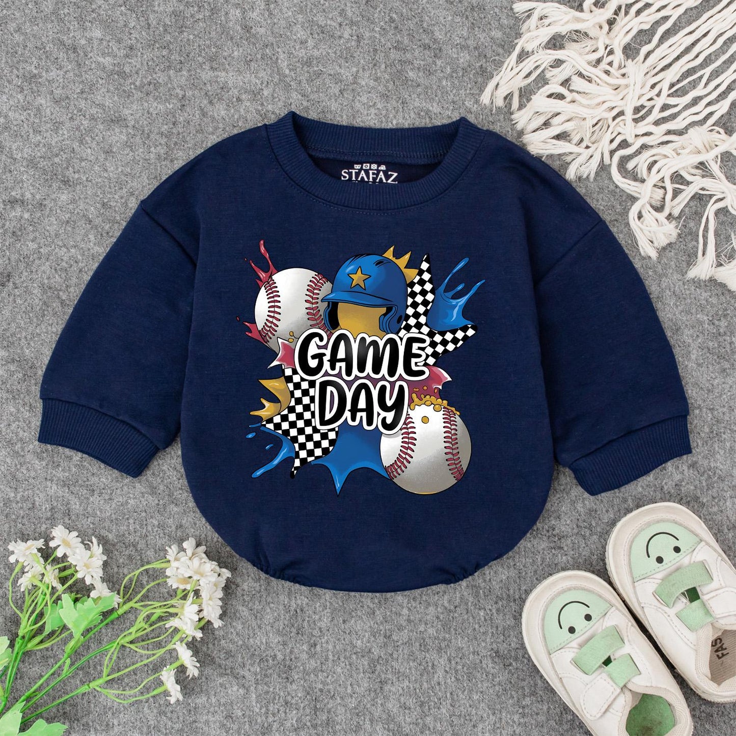 Baseball Game Day Baby Romper Infant Boy Outfit with Baseball Graphics Toddler Sports Tee Cute Baseball Baby Clothes