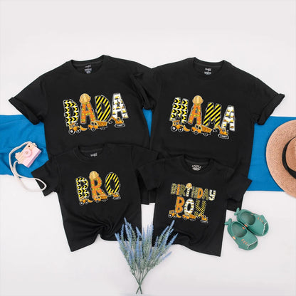 Personalized Construction Birthday Family Matching Outfits - Excavator Theme 1st Boy's Birthday Shirts Custom Name Gift