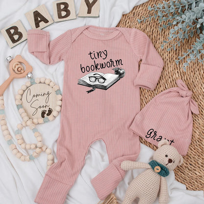 Personalized Tiny Bookworm Baby Bodysuit - Custom Book Lover Newborn Outfit, Reader Gift, Baby Shower, Literary Clothes (139 chars)