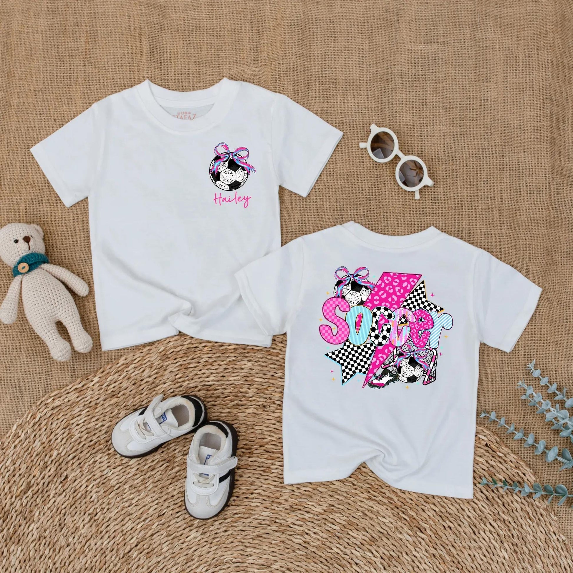 Personalized Soccer Bow Baby Romper for Baby Girl Game Day Outfit Future Soccer Player Sports Gift