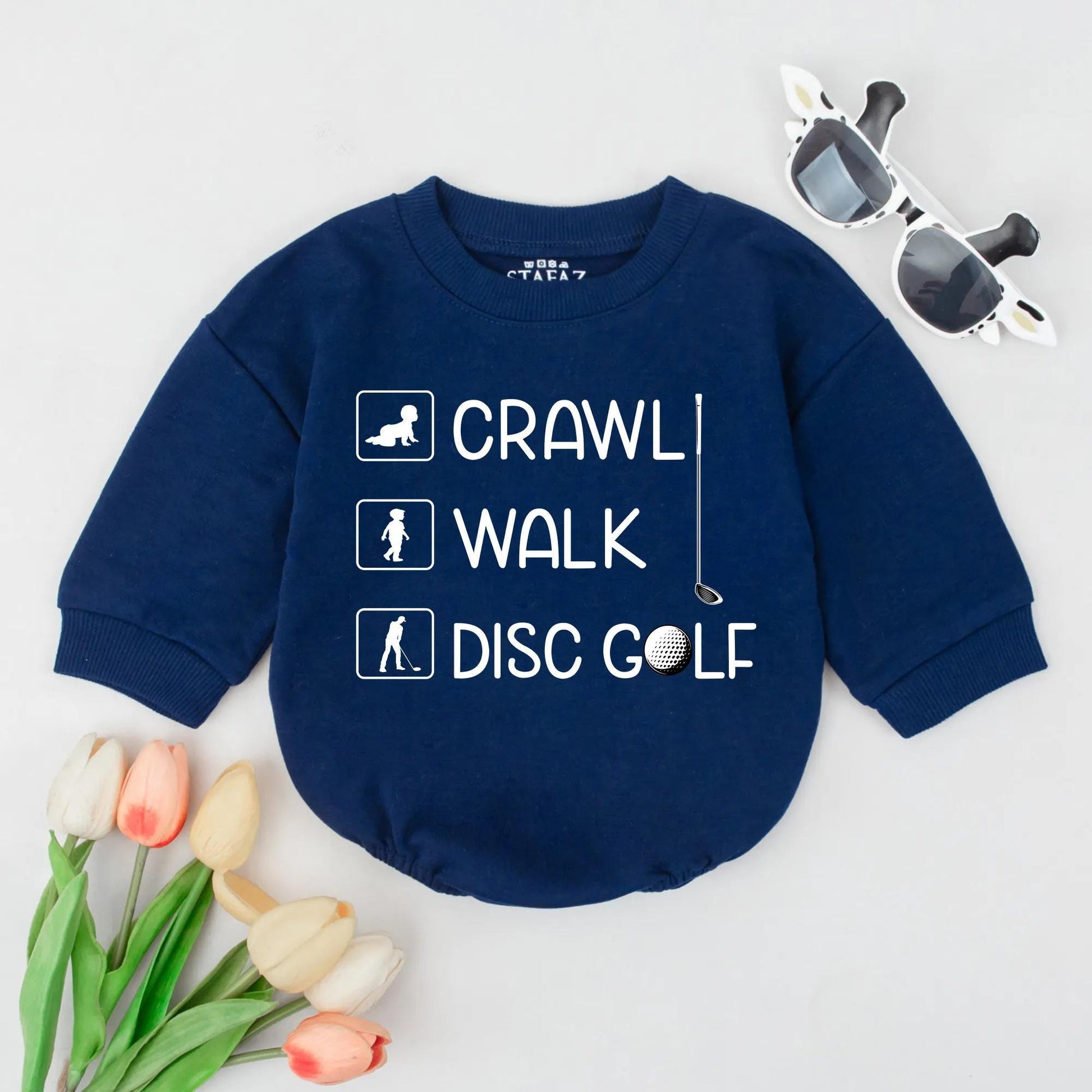 Disc Golf Baby Bubble Romper Soft Cotton Crawl Walk Sports Shirt Adorable Baby Gift Idea for Boys & Girls